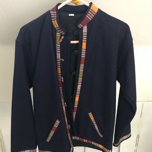 Nepalese 100% Wool Coat, Dark Blue, Small